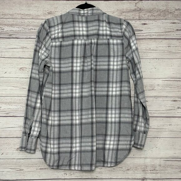 Old Navy Classic Grey White Plaid Button Up Medium - Picture 6 of 6